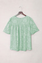 Load image into Gallery viewer, Floral Textured Ruffled Half Sleeve Babydoll Top
