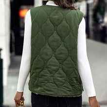 Load image into Gallery viewer, Green V-Neck Side Pocket Zipper Up Vest Coat
