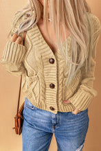 Load image into Gallery viewer, Green Front Pockets Buttons Textured Cardigan
