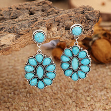 Load image into Gallery viewer, Retro Turquoise Geometric Dangle Earrings
