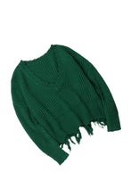 Load image into Gallery viewer, Green Tainted Love Cotton Distressed Sweater
