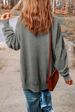 Load image into Gallery viewer, Round Neck Dropped Shoulder LEGGINGS LEAVES LATTES PLEASE Graphic Sweatshirt
