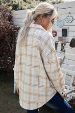 Load image into Gallery viewer, Plaid Curved Hem Dropped Shoulder Longline Shirt Jacket
