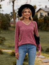 Load image into Gallery viewer, Ribbed V-Neck Long Sleeve Tee
