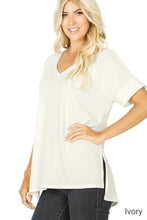 Load image into Gallery viewer, Zenana "Luxe" Rolled Sleeve Side Slit Hi-Low Hem Top
