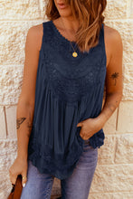 Load image into Gallery viewer, Lace Detail Buttons Back Sleeveless Top
