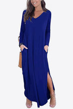 Load image into Gallery viewer, Split Long Sleeve V-Neck Maxi Dress
