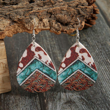 Load image into Gallery viewer, Retro Teardrop Cow/Leopard Pattern Drop Earrings
