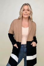 Load image into Gallery viewer, Latte Colorblock Cardigan With Patch Pockets
