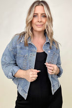 Load image into Gallery viewer, Rivet Studded Pocketed Denim Jacket
