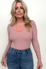 Load image into Gallery viewer, Fawnfit Ribbed Built-In Bra Long Sleeve Bodysuit
