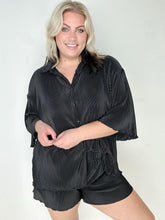 Load image into Gallery viewer, Pleated Button Down Top And Shorts Set

