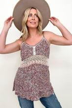 Load image into Gallery viewer, Multicolor Floral Print Lace Crochet Spaghetti Strap Tank Top
