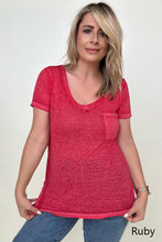Load image into Gallery viewer, Zenana Washed Melange Burnout Scoop V-Neck Top
