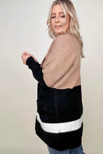 Load image into Gallery viewer, Latte Colorblock Cardigan With Patch Pockets
