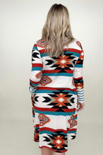 Load image into Gallery viewer, Multicolor Geometric Color Block Long Cardigan
