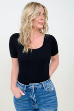 Load image into Gallery viewer, Fawnfit Ribbed Built-In Bra Short Sleeve Bodysuit
