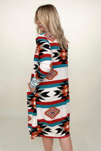 Load image into Gallery viewer, Multicolor Geometric Color Block Long Cardigan
