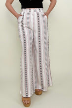 Load image into Gallery viewer, Geo Stripe Smocked Waist Wide Leg Pants
